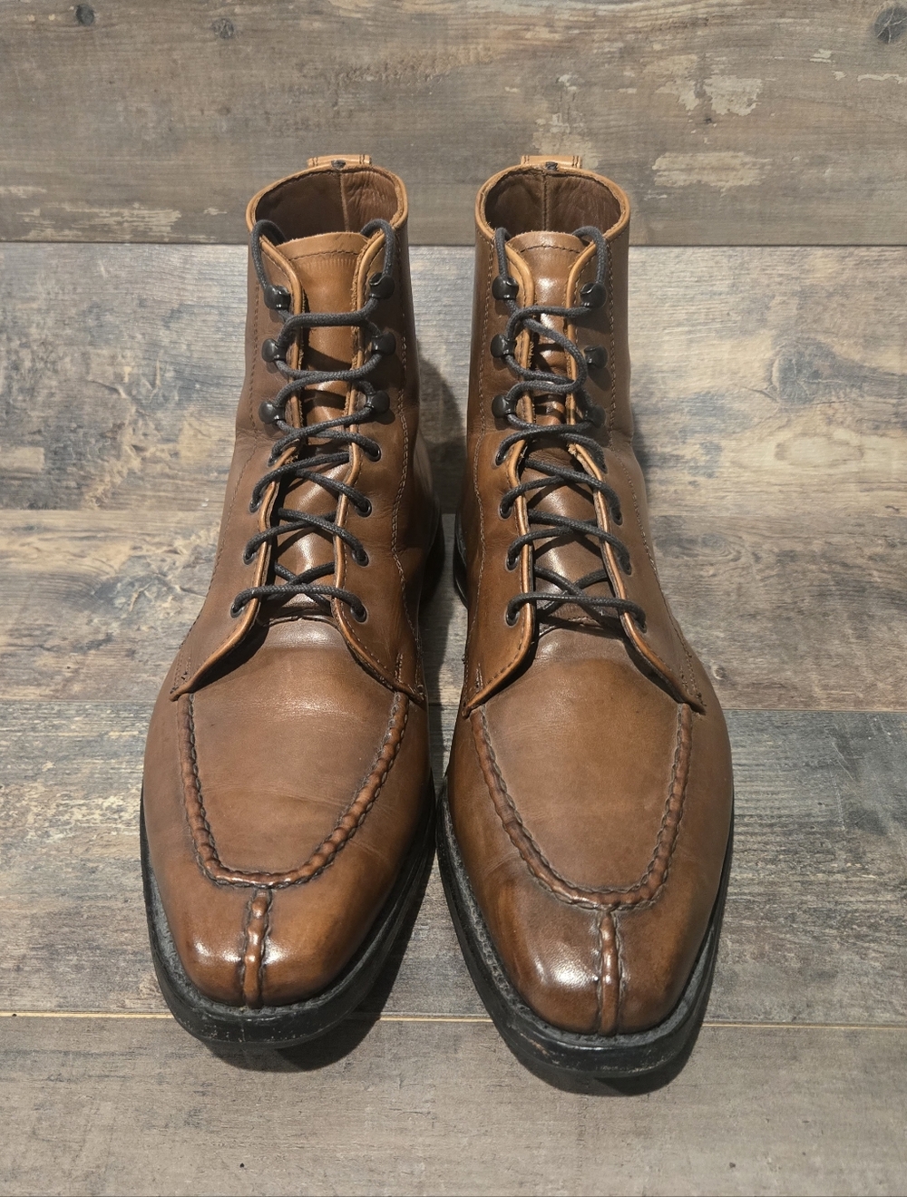 Allen Edmonds Portland Brown Leather Lace Up Split Toe Mid Boot Size ● 9.5 D